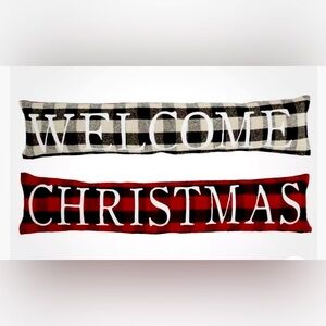 COPY - Mud Pie Welcome Christmas Reversible 2 N 1 Throw Pillow, Red Check, Blac…